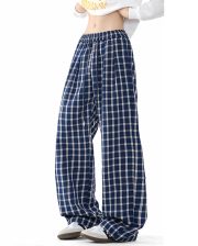 ユニセックスワイドパンツ チェック柄 リラックススタイル イージーパンツ - 画像 (3)