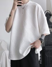 メンズ半袖Tシャツ オーバーサイズ サイドスリット ルーズカジュアル - 画像 (6)