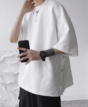メンズ半袖Tシャツ オーバーサイズ サイドスリット ルーズカジュアル - 画像 (7)