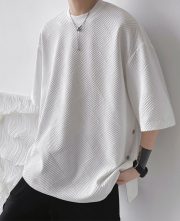 メンズ半袖Tシャツ オーバーサイズ サイドスリット ルーズカジュアル