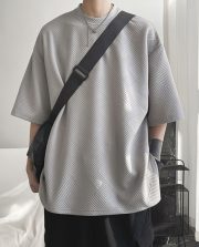 メンズ半袖Tシャツ オーバーサイズ サイドスリット ルーズカジュアル - 画像 (11)