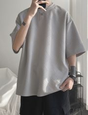 メンズ半袖Tシャツ オーバーサイズ サイドスリット ルーズカジュアル - 画像 (12)