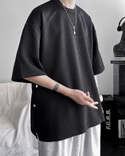 メンズ半袖Tシャツ オーバーサイズ サイドスリット ルーズカジュアル - 画像 (20)