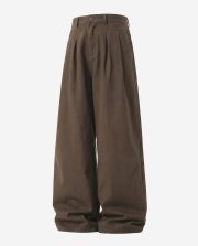 メンズワイドパンツ ツイルコットン ウォッシュ加工 無地 ベーシックスタイル