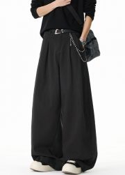 メンズワイドパンツ ツイルコットン ウォッシュ加工 無地 ベーシックスタイル - 画像 (12)