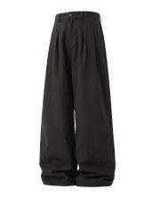 メンズワイドパンツ ツイルコットン ウォッシュ加工 無地 ベーシックスタイル - 画像 (10)
