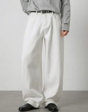 メンズワイドデニムパンツ オーバーサイズ ルーズカジュアルスタイル - 画像 (7)