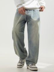 メンズワイドデニムパンツ ウォッシュ加工 ルーズシルエット ヴィンテージスタイル - 画像 (6)