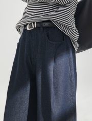 メンズワイドデニムパンツ ルーズシルエット カジュアルスタイル - 画像 (2)