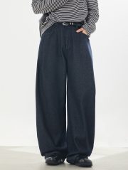 メンズワイドデニムパンツ ルーズシルエット カジュアルスタイル - 画像 (4)