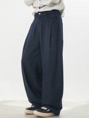 メンズワイドデニムパンツ ルーズシルエット カジュアルスタイル - 画像 (6)