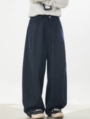 メンズワイドデニムパンツ ルーズシルエット カジュアルスタイル - 画像 (7)