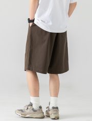 メンズショートパンツ 無地 ベーシックデザイン リラックスフィット - 画像 (4)
