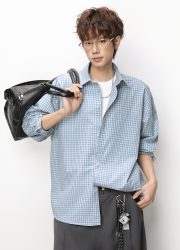 メンズ長袖チェックシャツ カジュアルスタイル ベーシックデザイン - 画像 (3)