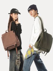 ユニセックスミニリュック ウォッシュドキャンバス シンプルデザイン - 画像 (12)