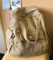 大容量キャンバスリュック ウォッシュドデザイン 通学・普段使い対応 - 画像 (4)