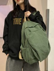 大容量キャンバスリュック シンプルデザイン 通学・旅行対応 - 画像 (3)