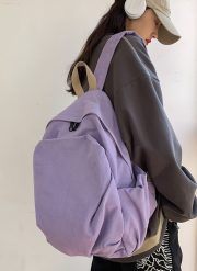大容量キャンバスリュック シンプルデザイン 通学・旅行対応 - 画像 (10)