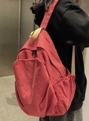 大容量キャンバスリュック シンプルデザイン 通学・旅行対応 - 画像 (15)