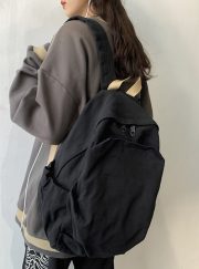 大容量キャンバスリュック シンプルデザイン 通学・旅行対応 - 画像 (14)