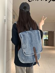 デニムリュック 2WAY仕様 ウォッシュド加工 大容量 通学・旅行対応 - 画像 (8)