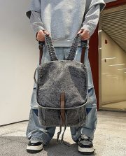 デニムリュック 2WAY仕様 ウォッシュド加工 大容量 通学・旅行対応 - 画像 (18)
