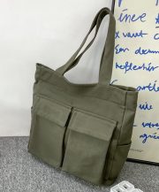 大容量キャンバストートバッグ 2WAY仕様 シンプルデザイン - 画像 (10)