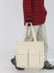 大容量キャンバストートバッグ 2WAY仕様 シンプルデザイン - 画像 (18)
