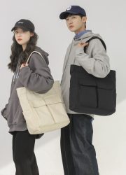 大容量キャンバストートバッグ 2WAY仕様 シンプルデザイン - 画像 (4)