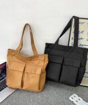 大容量キャンバストートバッグ 2WAY仕様 シンプルデザイン - 画像 (6)