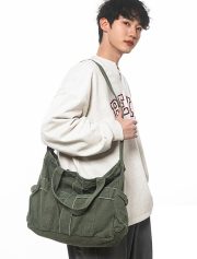 ウォッシュドキャンバスショルダーバッグ ユニセックス 大容量 2WAY仕様 - 画像 (17)
