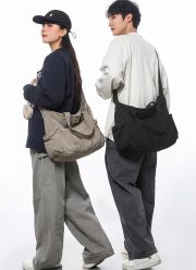 ウォッシュドキャンバスショルダーバッグ ユニセックス 大容量 2WAY仕様 - 画像 (18)