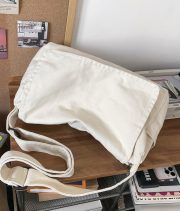 ウォッシュドキャンバス学生ショルダーバッグ シンプルデザイン ヴィンテージスタイル - 画像 (6)