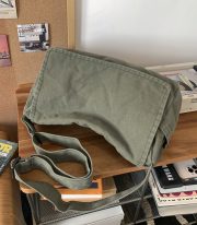 ウォッシュドキャンバス学生ショルダーバッグ シンプルデザイン ヴィンテージスタイル - 画像 (10)