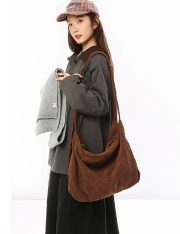 レディース大容量コーデュロイバッグ 2WAY仕様 ルーズカジュアルスタイル - 画像 (16)
