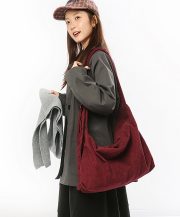 レディース大容量コーデュロイバッグ 2WAY仕様 ルーズカジュアルスタイル - 画像 (10)