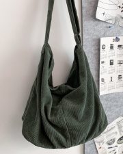 ユニセックス大容量コーデュロイショルダーバッグ ルーズカジュアルスタイル - 画像 (4)