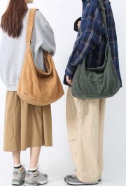 ユニセックス大容量コーデュロイショルダーバッグ ルーズカジュアルスタイル - 画像 (7)