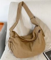 ユニセックス大容量キャンバスショルダーバッグ ウォッシュドヴィンテージスタイル - 画像 (8)