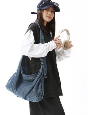 レディースデニムバッグ 2WAY リュック＆ショルダー ウォッシュドデザイン 軽量タイプ - 画像 (6)