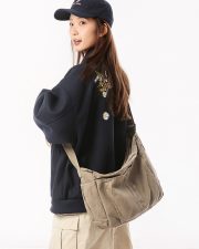 ユニセックスキャンバスショルダーバッグ ウォッシュド加工 斜め掛け カジュアルバッグ - 画像 (14)