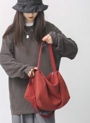 レディースショルダーバッグ コットンリネン 軽量 シンプルデザイン - 画像 (3)