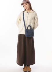 レディースデニムミニショルダーバッグ ウォッシュド加工 ポケットデザイン - 画像 (21)