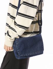 レディースデニムミニショルダーバッグ ウォッシュド加工 シンプルデザイン - 画像 (13)
