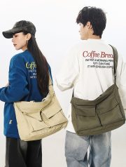 ユニセックスヴィンテージキャンバスショルダーバッグ 大容量 通学バッグ - 画像 (20)