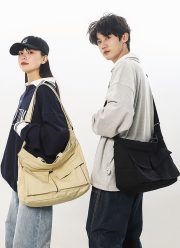 ユニセックスヴィンテージキャンバスショルダーバッグ 大容量 通学バッグ - 画像 (19)