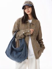 レディースデニムショルダーバッグ 2WAY仕様 ウォッシュド加工 大容量 - 画像 (11)