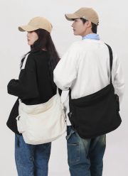 ユニセックスキャンバスショルダーバッグ ウォッシュド加工 大容量 通学・通勤対応 - 画像 (14)