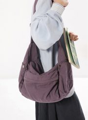 ユニセックスキャンバスショルダーバッグ 収納力抜群 リラックスカジュアル 通学対応 - 画像 (3)
