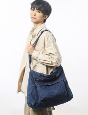 デニムショルダーバッグ ウォッシュド加工 収納力抜群 カジュアルスタイル - 画像 (11)